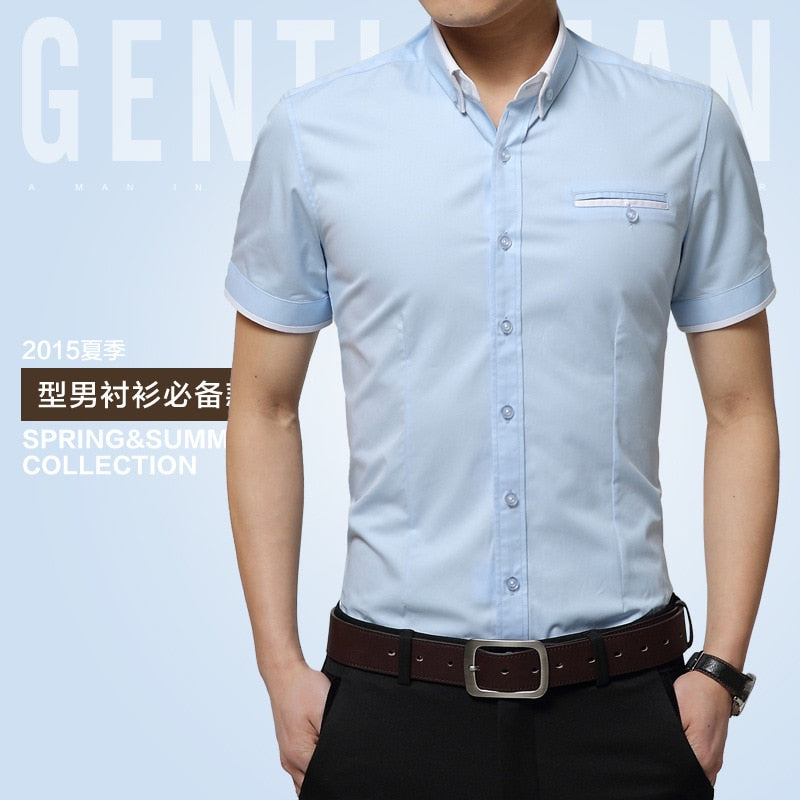Short Sleeves Turn-down Collar Shirt