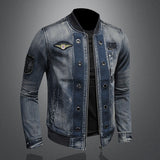 Men Vintage Denim Bomber Jacket