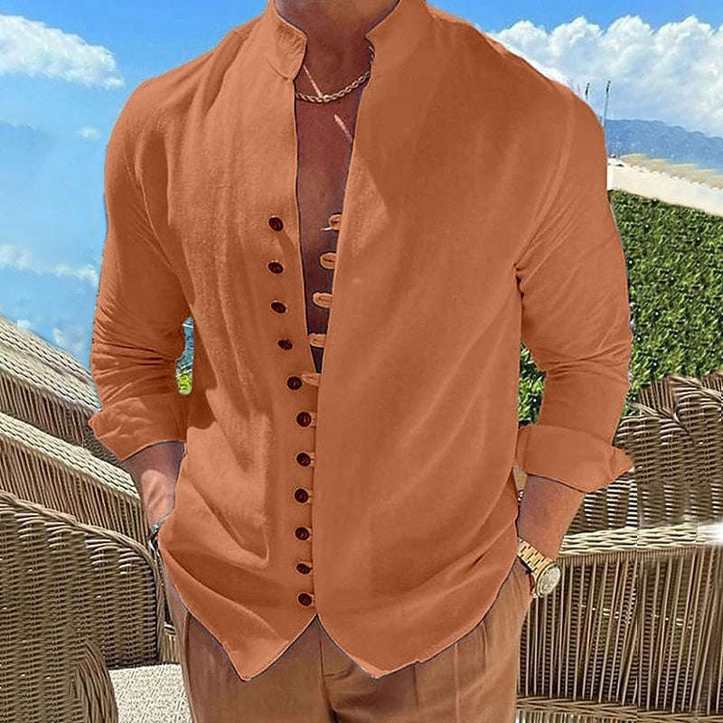 Long-Sleeved Collared Shirt